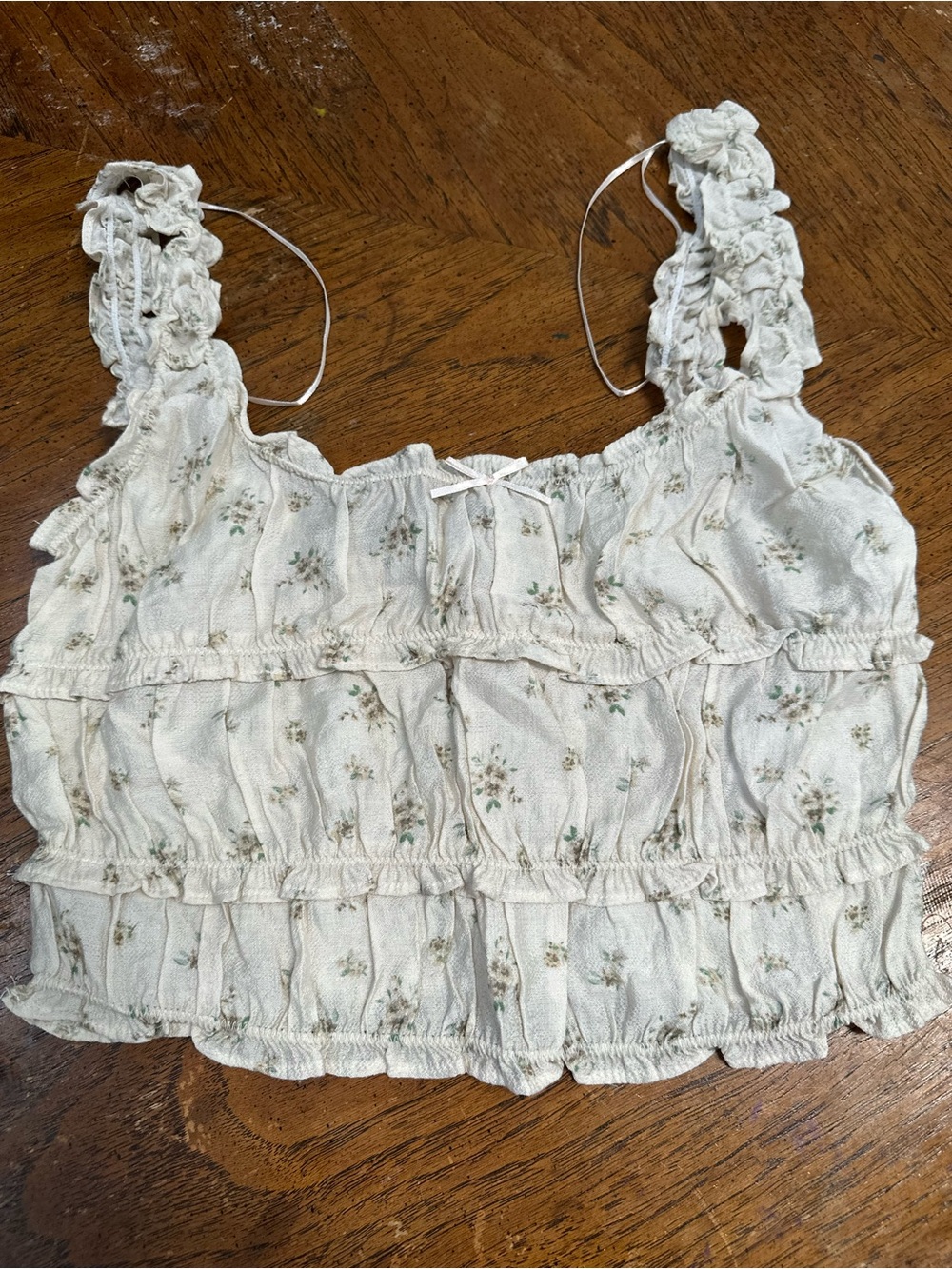 Love Tree Cream Floral Ruffle Camisole